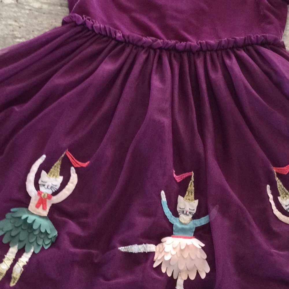 Mini Boden dress cat ballerina appliqué